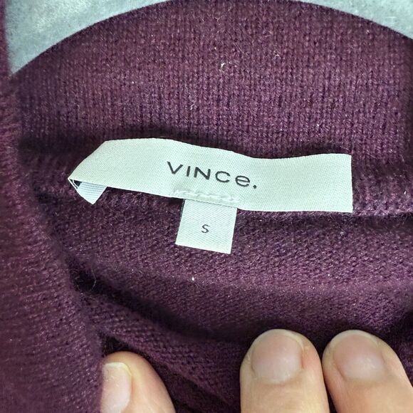 Vince Mock Turtleneck Wool & Cashmere Purple Sweater Women’s Size Small - Picture 4 of 13